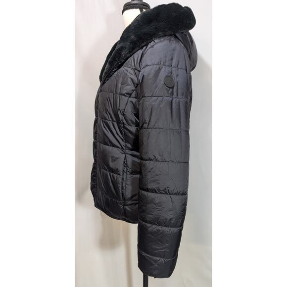 Save The Duck Laila Reversible Faux Fur Puffer Jacket Black Size M - Picture 5 of 9
